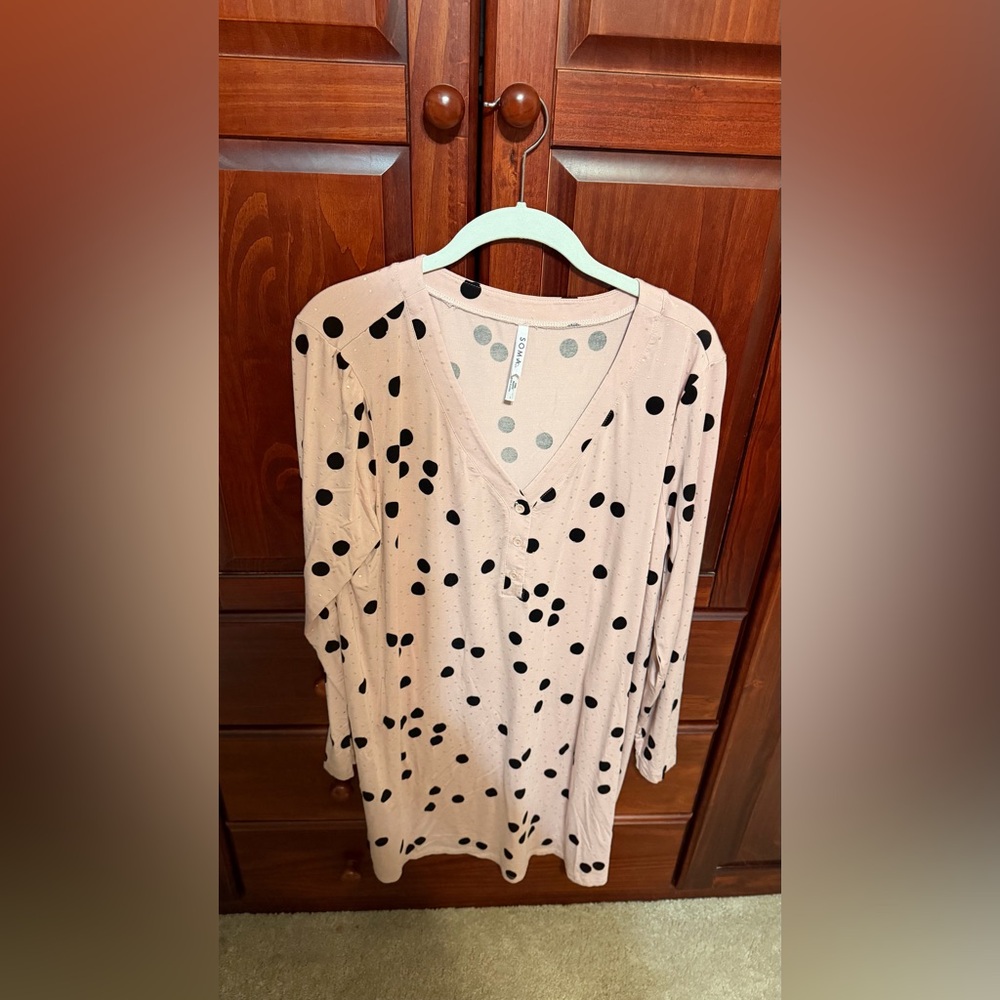 Soma Women's Long Sleeve Polka Dot Long Sleep Shirt